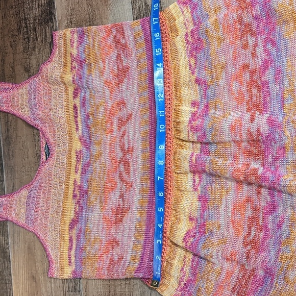 Peruvian Connection Sunset Crochet Tunic Size Large Pima Cotton Knit - Picture 9 of 11